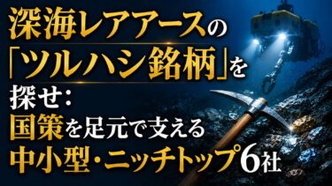 深海レアアースの「ツルハシ銘柄」を探せ：国策を足元で支える中小型・ニッチトップ6社